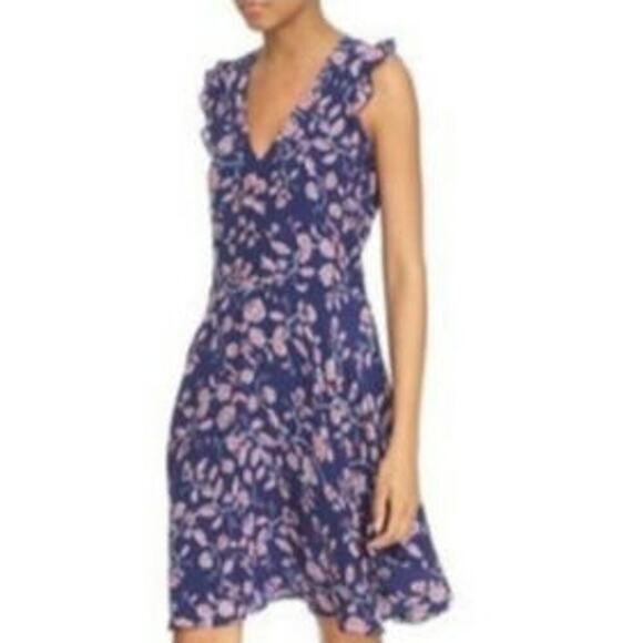Rebecca Taylor Kyoto Silk Floral Women's Size 12 Navy Red Floral Print TV Show - Picture 3 of 9